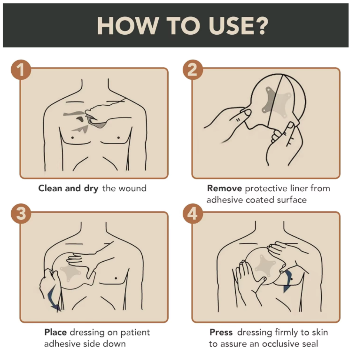 Chest Seal Twin-Pack- Vented Chest Seal for Open Chest Wound Care Round Chest Wound Seal, Trauma Wound Dressing