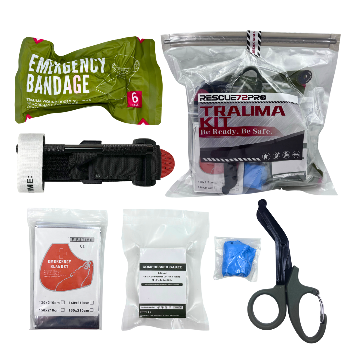 Emergency Trauma Kit, Combat Tactical Medical Pack for First Aid Response Bleeding Control Travel Hiking and Camping,IFAK Refill Supplies