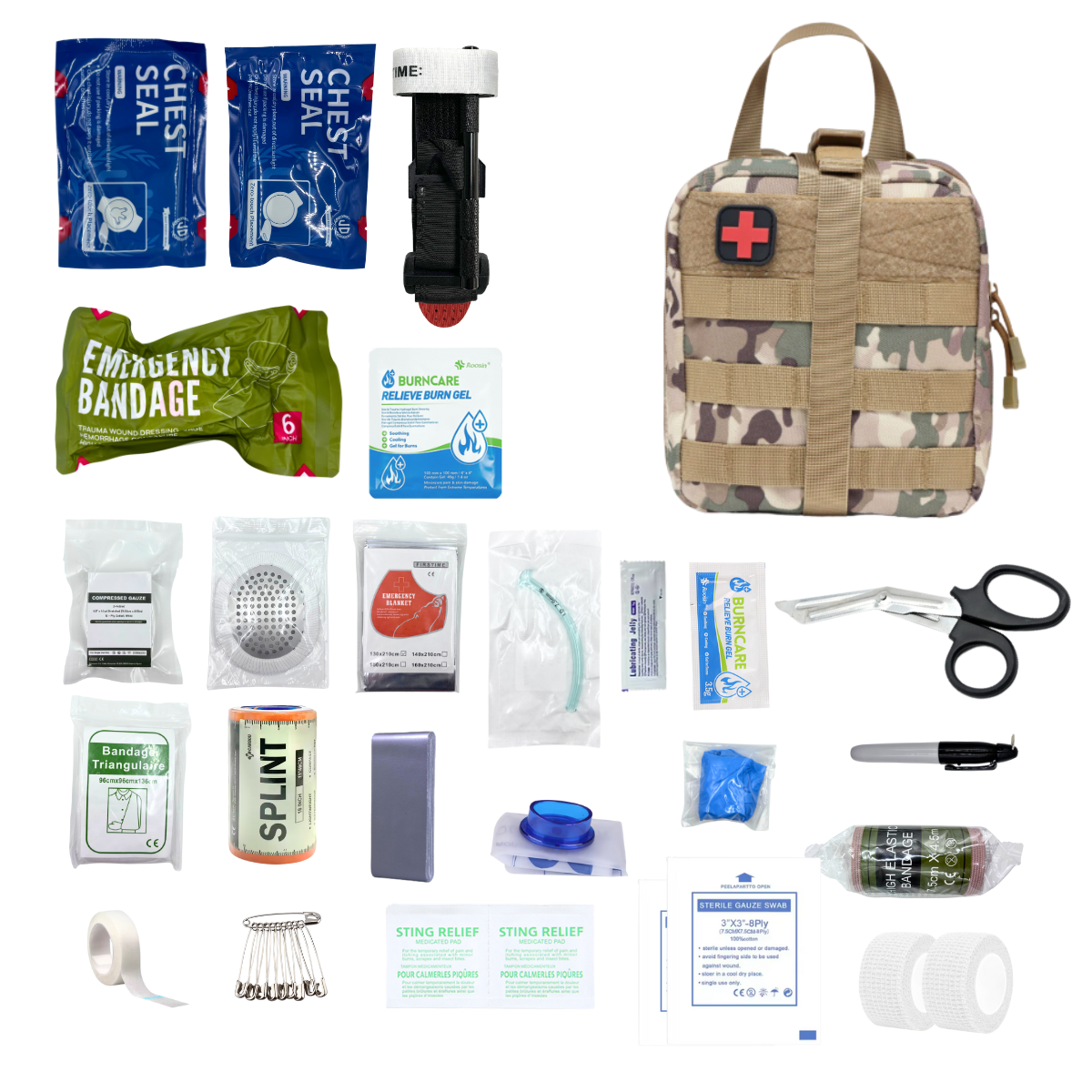Tactical First Aid Kit, Upgraded IFAK Tearable Emergency Kit, Emergency Survival Kit for Travelling, Outdoor Hiking, Camping