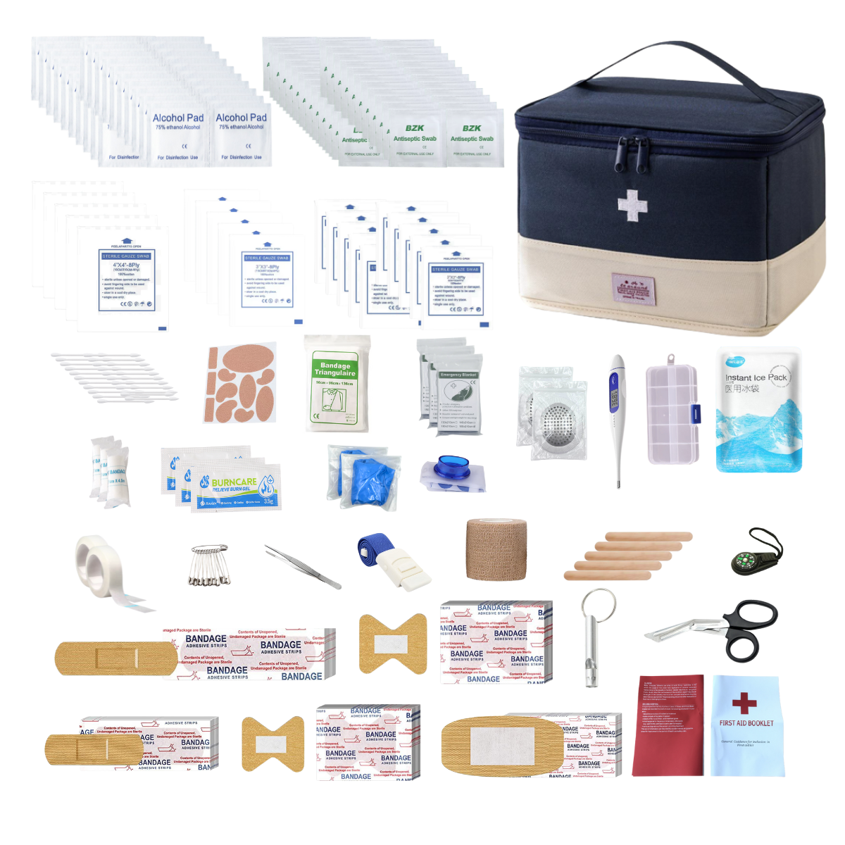 emergency comprehensive travel first aid kit - includes basic survival gear for travel and home use