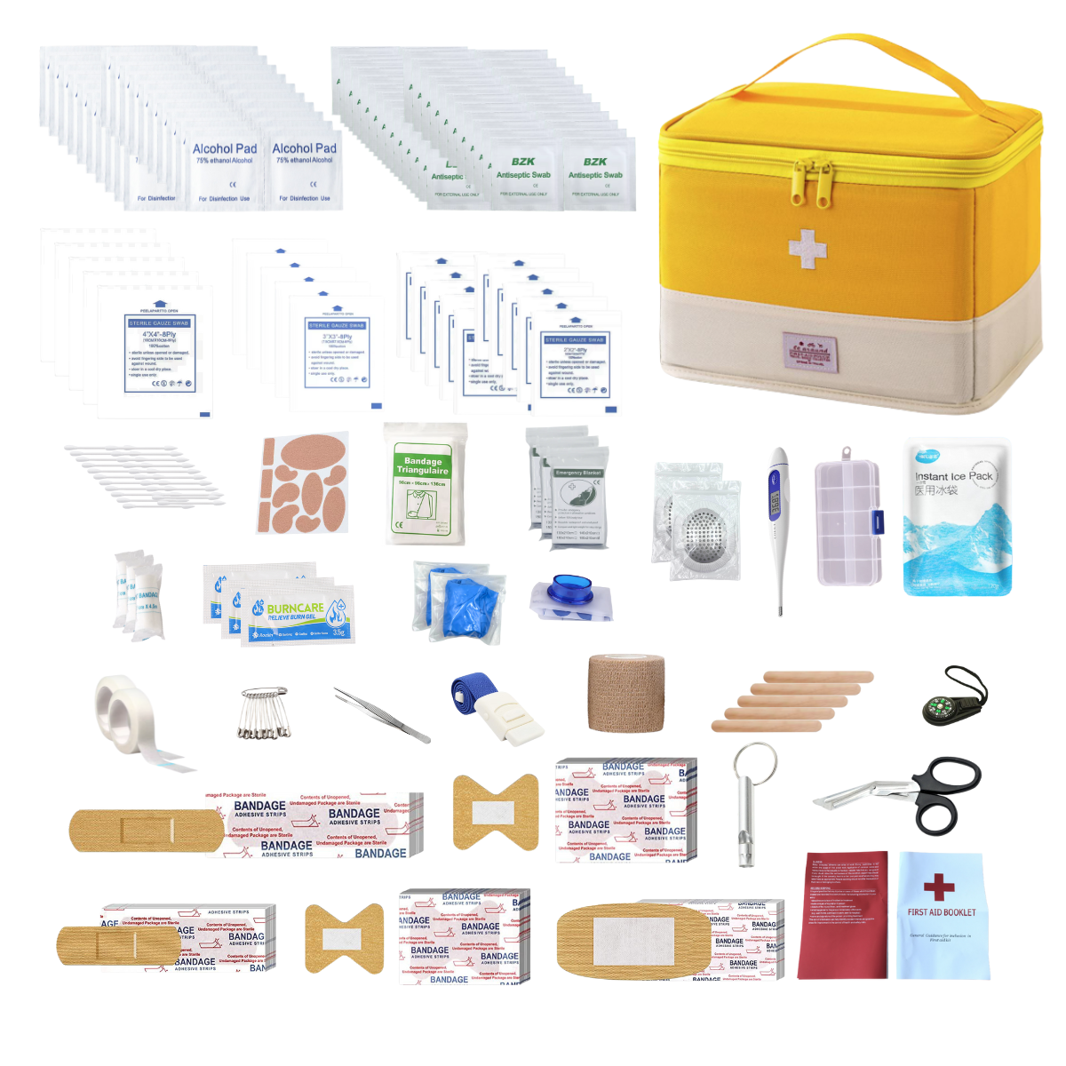emergency comprehensive travel first aid kit - includes basic survival gear for travel and home use
