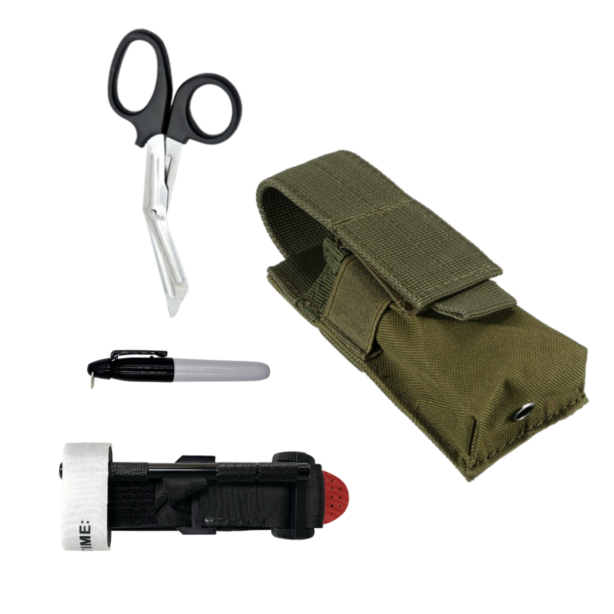 First aid kit, tourniquet, Molle survival kit, care stand, medical equipment, scissors, outdoor equipment kit