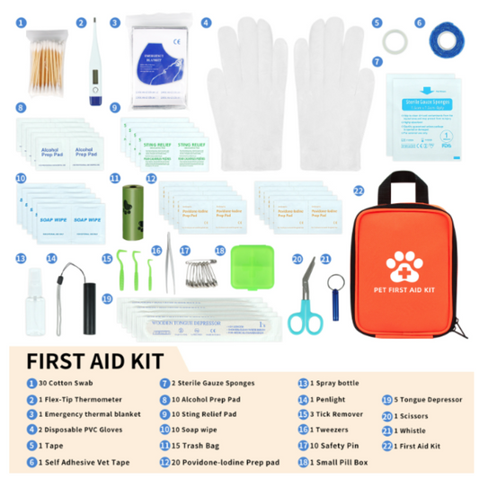 Pet Medic First Aid Kit | Vet-Approved Animal Care Kit Outdoor & Emergency Supplies to Treat Dogs, Cats | Travel-Friendly Compact Bag for Home, Car and Travel