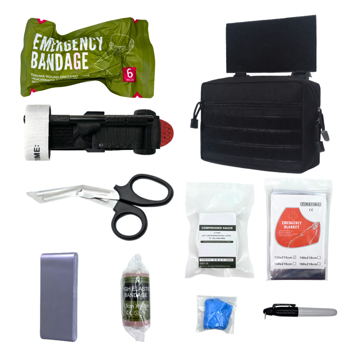Emergency IFAK First Aid Kit with Tourniquet Chest Seals Bandage for Emergency Treatment Care Trauma Kit