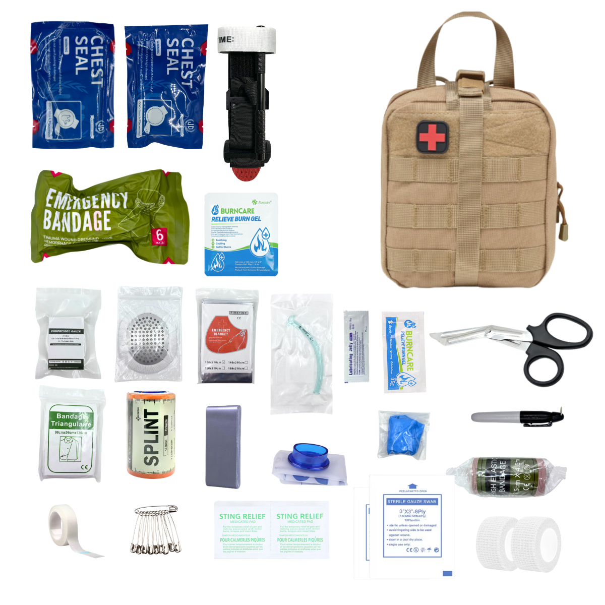 Tactical First Aid Kit, Upgraded IFAK Tearable Emergency Kit, Emergency Survival Kit for Travelling, Outdoor Hiking, Camping