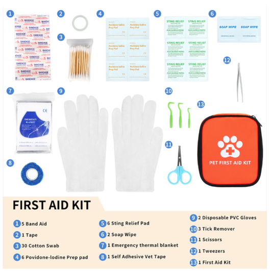 Dog First Aid Kit - Pet Emergency Kit - Water Resistant First Aid Pouch Dog Camping Essentials for Hiking, Backpacking, Sports, Hunting
