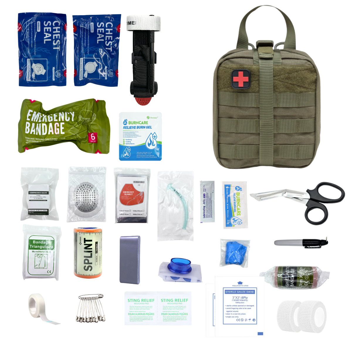 Tactical First Aid Kit, Upgraded IFAK Tearable Emergency Kit, Emergency Survival Kit for Travelling, Outdoor Hiking, Camping