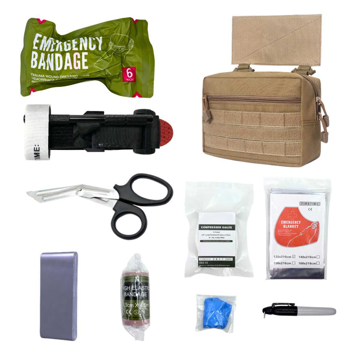 Emergency IFAK First Aid Kit with Tourniquet Chest Seals Bandage for Emergency Treatment Care Trauma Kit