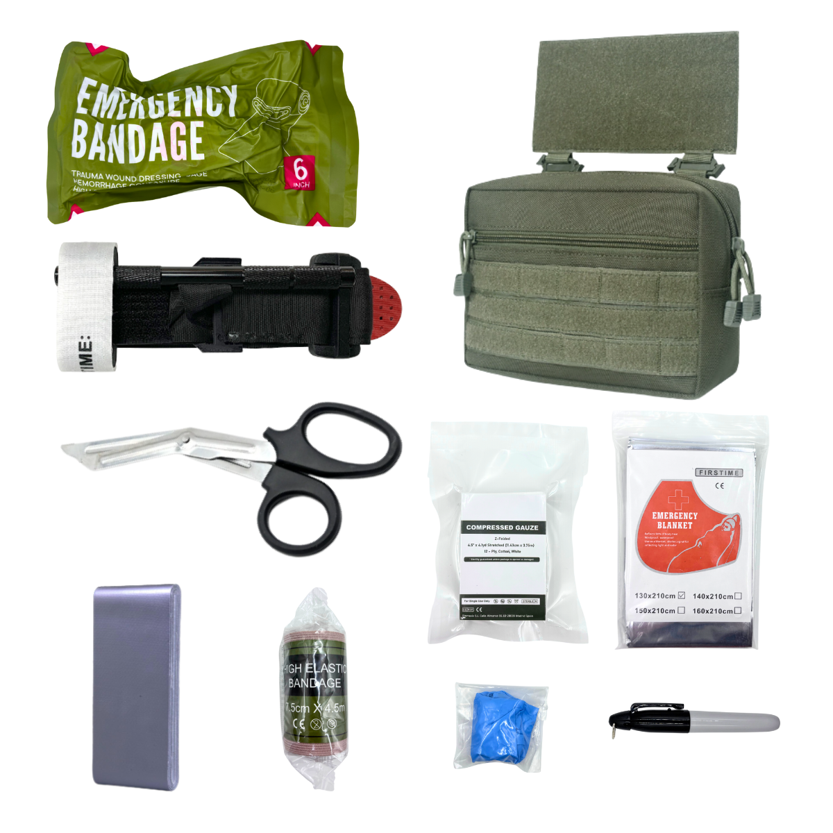 Emergency IFAK First Aid Kit with Tourniquet Chest Seals Bandage for Emergency Treatment Care Trauma Kit