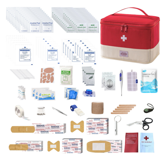 emergency comprehensive travel first aid kit - includes basic survival gear for travel and home use